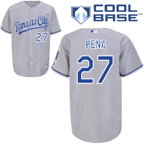 80% Discount Kansas City Royals MLB Jerseys 27 Brayan Pena Gray Cool Base MLB Jersey
